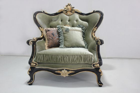 Green Executive Classic Wooden Antique Sofa Set One Seater Leather Couch