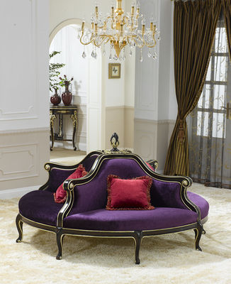 Antique French Green Purple Velvet Chaise Lounge Classic
