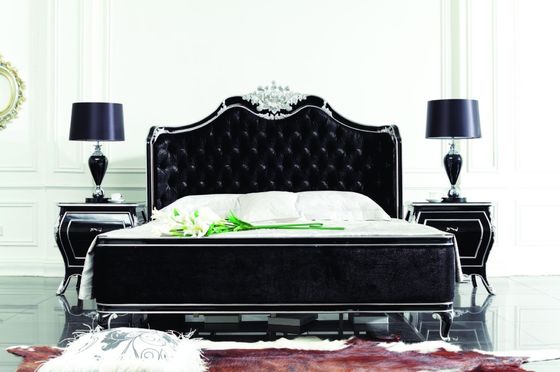 Oakwood Custom Classic Royal Bedroom Furniture Sets 6pcs Wood Frame Fabric Antique