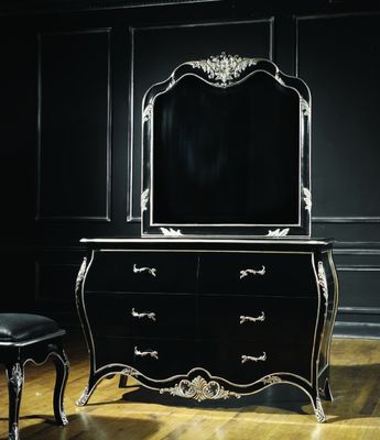 Oakwood Custom Classic Royal Bedroom Furniture Sets 6pcs Wood Frame Fabric Antique