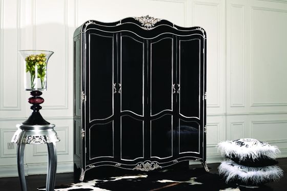Oakwood Custom Classic Royal Bedroom Furniture Sets 6pcs Wood Frame Fabric Antique