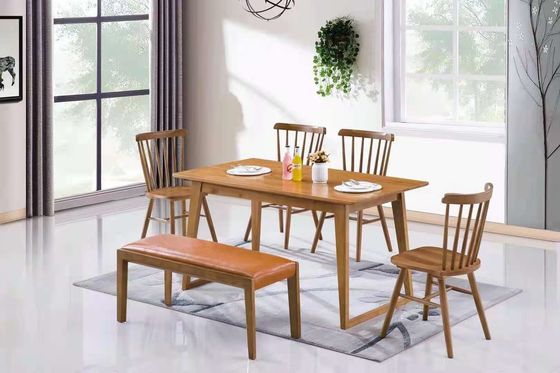 Stackable Cafeteria Antique Oak Dining Chairs With Leather Seat
