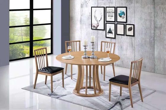 Stackable Cafeteria Antique Oak Dining Chairs With Leather Seat