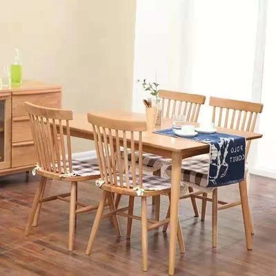 Stackable Cafeteria Antique Oak Dining Chairs With Leather Seat