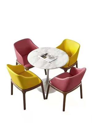 Modern Hotel Banquet Faux Leather Dining Chairs With Wooden Legs