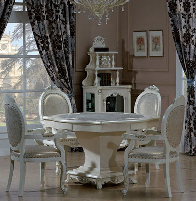 High quality vintage french province oak wooden large round shape dining table set dining room furniture