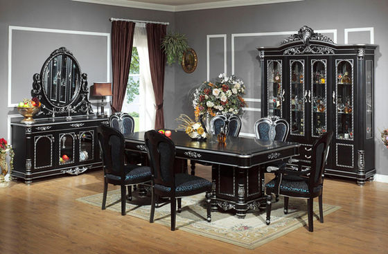 Xinyu Bar Luxury Wood Dining Room Sets Wooden Carving Long Round Antique Table