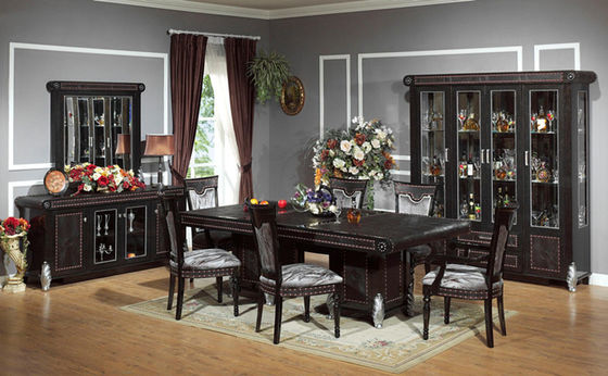 Xinyu Bar Luxury Wood Dining Room Sets Wooden Carving Long Round Antique Table