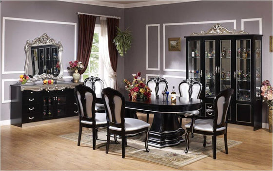 Xinyu Bar Luxury Wood Dining Room Sets Wooden Carving Long Round Antique Table
