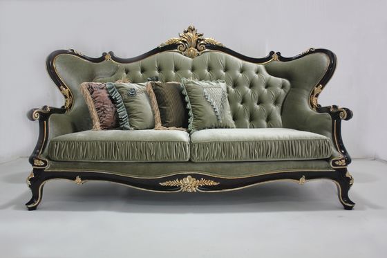 Green Executive Classic Wooden Antique Sofa Set One Seater Leather Couch