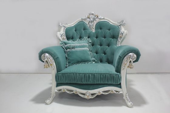 Green Executive Classic Wooden Antique Sofa Set One Seater Leather Couch