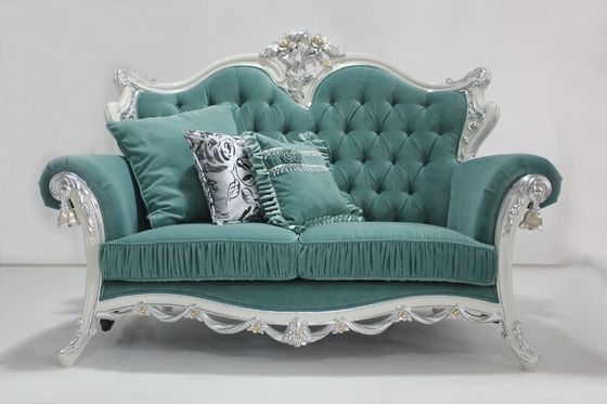 Green Executive Classic Wooden Antique Sofa Set One Seater Leather Couch