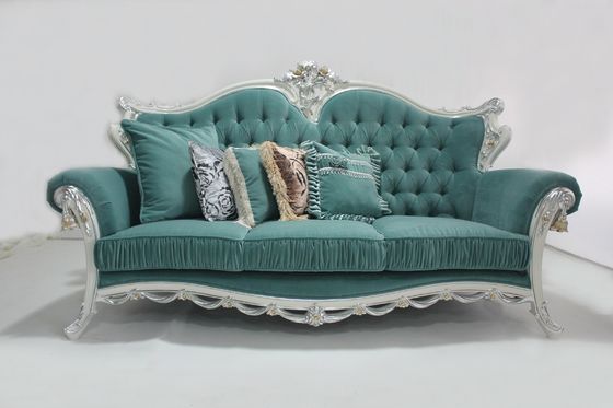Green Executive Classic Wooden Antique Sofa Set One Seater Leather Couch