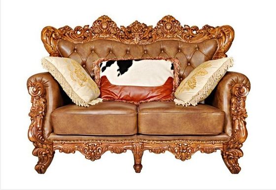 OEM Three Piece Wood Carvings Antique Couch Sofa Set For Living Room