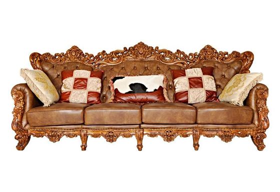 OEM Three Piece Wood Carvings Antique Couch Sofa Set For Living Room
