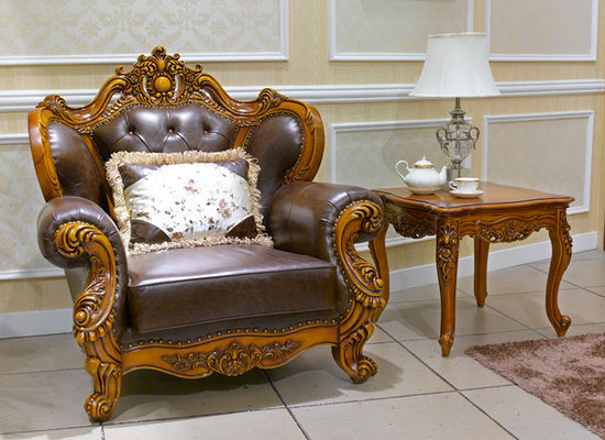 Single CE Genuine Synthetic Leather Antique Style Loveseat Livingroom Furniture Sofa