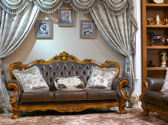Single CE Genuine Synthetic Leather Antique Style Loveseat Livingroom Furniture Sofa