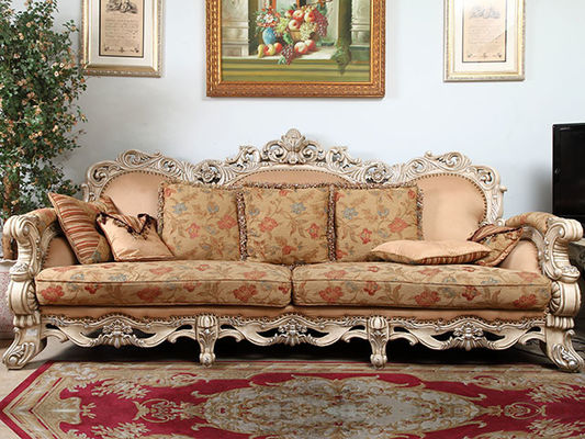 Two Seater Solid Wood Antique Luxurious Sofa Set French Country Living Room Furniture