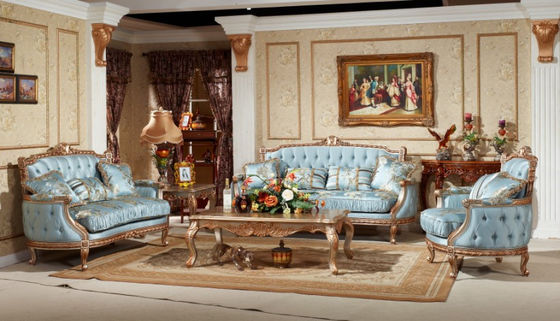 Hand carved royal furniture wooden frame 6 seater sofa set designs in antique finished