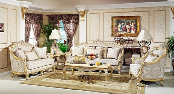 Hand carved royal furniture wooden frame 6 seater sofa set designs in antique finished