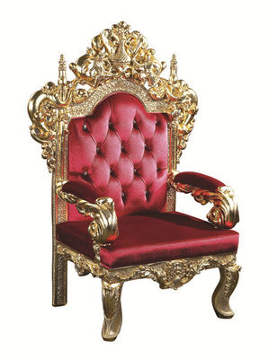 SGS Red Leather Antique Hotel Furniture Luxury Wedding High Back Throne Chair