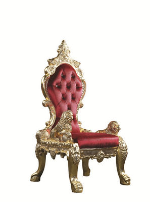 SGS Red Leather Antique Hotel Furniture Luxury Wedding High Back Throne Chair