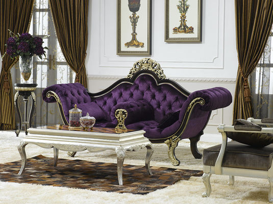 Antique French Green Purple Velvet Chaise Lounge Classic