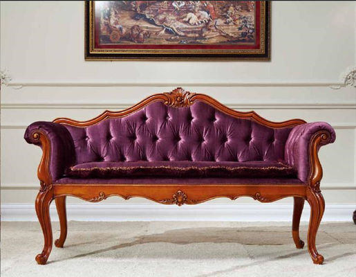 Antique French Green Purple Velvet Chaise Lounge Classic