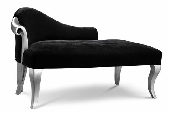 Black Velvet Fabric Luxury Chaise Lounge