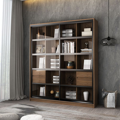 Solid Wood Bookcase With Glass Door