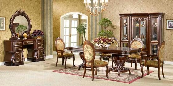 ODM 5 Seat Classical Luxury Wood Dining Room Sets European Dining Table And Chairs