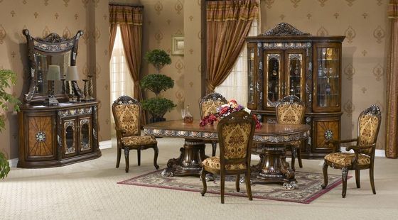 ODM 5 Seat Classical Luxury Wood Dining Room Sets European Dining Table And Chairs
