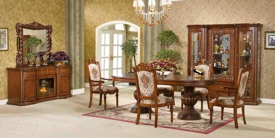 ODM 5 Seat Classical Luxury Wood Dining Room Sets European Dining Table And Chairs