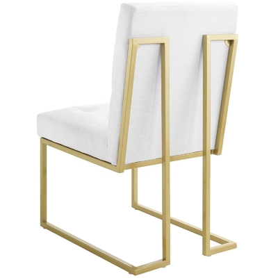 Luxury Home White Upholstered Dining Chairs With Gold Legs