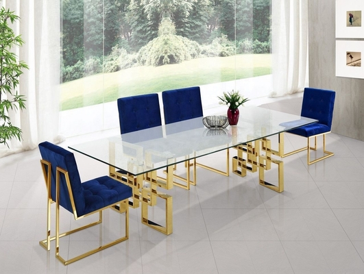 Luxury Home White Upholstered Dining Chairs With Gold Legs