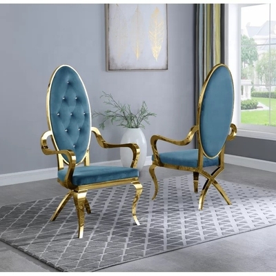 Stainless Steel Frame Tufted Dining Armchair