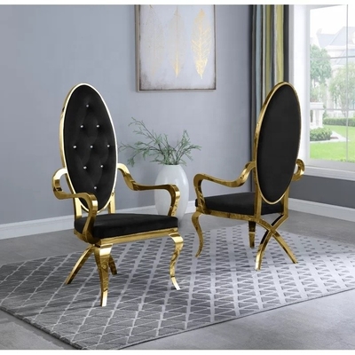 Stainless Steel Frame Tufted Dining Armchair