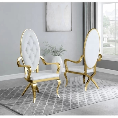 Stainless Steel Frame Tufted Dining Armchair