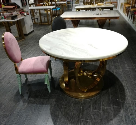 SS Base Marble Top Wedding Banquet Table And Chair Set
