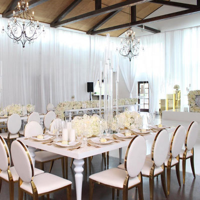 SS Base Elegant Wedding Chairs And Sweetheart Table
